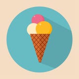 Icono del helado en diseño plano con la sombra larga libre illustration Icono del helado en diseño plano con la sombra larga libre illustration