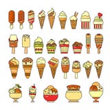 Icono del helado Sistema de diversos iconos lindos de los postres Imágenes de archivo libres de regalías Icono del helado Sistema de diversos iconos lindos de los postres Imágenes de archivo libres de regalías
