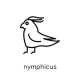 Icono del hollandicus del Nymphicus Vector linear plano moderno de moda Nym stock de ilustración Icono del hollandicus del Nymphicus Vector linear plano moderno de moda Nym stock de ilustración
