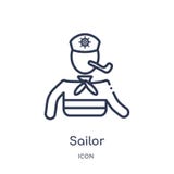 Icono del marinero de la colección náutica del esquema Línea fina icono del marinero aislado en el fondo blanco ilustración del vector Icono del marinero de la colección náutica del esquema Línea fina icono del marinero aislado en el fondo blanco ilustración del vector