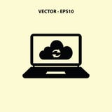 Icono del ordenador portátil y de la nube ilustración del vector Icono del ordenador portátil y de la nube ilustración del vector