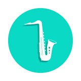 icono del saxofón en estilo de la insignia Uno del icono de la colección de los instrumentos de música se puede utilizar para UI, ilustración del vector icono del saxofón en estilo de la insignia Uno del icono de la colección de los instrumentos de música se puede utilizar para UI, ilustración del vector
