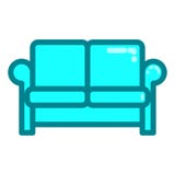 Icono del sofá con la línea estilo llenada stock de ilustración Icono del sofá con la línea estilo llenada stock de ilustración