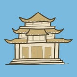 Icono del templo de Asia, estilo exhausto de la mano ilustración del vector Icono del templo de Asia, estilo exhausto de la mano ilustración del vector