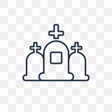 Icono del vector de Cementery aislado en el fondo transparente, linear libre illustration Icono del vector de Cementery aislado en el fondo transparente, linear libre illustration