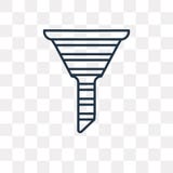 Icono del vector del embudo aislado en el fondo transparente, Fu linear stock de ilustración Icono del vector del embudo aislado en el fondo transparente, Fu linear stock de ilustración