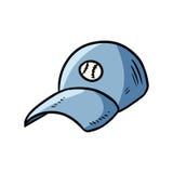 Icono exhausto del garabato de la historieta de la mano de la gorra de béisbol ilustración del vector Icono exhausto del garabato de la historieta de la mano de la gorra de béisbol ilustración del vector