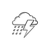 Icono exhausto del garabato del esquema de la mano de la nube de la tempestad de truenos libre illustration Icono exhausto del garabato del esquema de la mano de la nube de la tempestad de truenos libre illustration