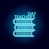 icono feliz del día de los profesores en estilo de neón azul Pictograma de la muestra del s?mbolo de la educaci?n stock de ilustración icono feliz del día de los profesores en estilo de neón azul Pictograma de la muestra del s?mbolo de la educaci?n stock de ilustración