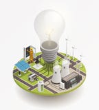 Icono isométrico de la composición de Electric Power stock de ilustración Icono isométrico de la composición de Electric Power stock de ilustración
