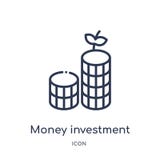 Icono linear de la inversión del dinero de la colección del esquema del negocio Línea fina icono de la inversión del dinero aisla libre illustration Icono linear de la inversión del dinero de la colección del esquema del negocio Línea fina icono de la inversión del dinero aisla libre illustration