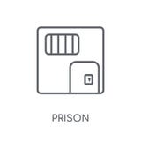 Icono linear de la prisión Concepto moderno del logotipo de la prisión del esquema en blanco libre illustration Icono linear de la prisión Concepto moderno del logotipo de la prisión del esquema en blanco libre illustration