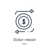 Icono linear de la recarga del dólar de la economía de Cryptocurrency y de la colección del esquema de las finanzas Línea fina ve stock de ilustración Icono linear de la recarga del dólar de la economía de Cryptocurrency y de la colección del esquema de las finanzas Línea fina ve stock de ilustración