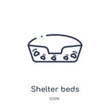 Icono linear de las camas del refugio de la colección del esquema de la caridad Línea fina vector de las camas del refugio aislad ilustración del vector Icono linear de las camas del refugio de la colección del esquema de la caridad Línea fina vector de las camas del refugio aislad ilustración del vector
