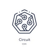 Icono linear del circuito de la colección del esquema de las flechas Línea fina vector del circuito aislado en el fondo blanco ci ilustración del vector Icono linear del circuito de la colección del esquema de las flechas Línea fina vector del circuito aislado en el fondo blanco ci ilustración del vector