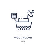 Icono linear del moonwalker de la colección del esquema de la astronomía Línea fina vector del moonwalker aislado en el fondo bla libre illustration Icono linear del moonwalker de la colección del esquema de la astronomía Línea fina vector del moonwalker aislado en el fondo bla libre illustration