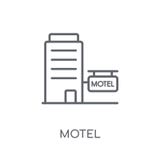 Icono linear del motel Concepto moderno del logotipo del motel del esquema en los vagos blancos ilustración del vector Icono linear del motel Concepto moderno del logotipo del motel del esquema en los vagos blancos ilustración del vector