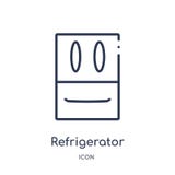 Icono linear del refrigerador de la colección del esquema de los muebles y del hogar Línea fina icono del refrigerador aislado en stock de ilustración Icono linear del refrigerador de la colección del esquema de los muebles y del hogar Línea fina icono del refrigerador aislado en stock de ilustración