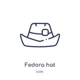 Icono linear del sombrero del sombrero de ala de la colección de lujo del esquema Línea fina icono del sombrero del sombrero de a ilustración del vector Icono linear del sombrero del sombrero de ala de la colección de lujo del esquema Línea fina icono del sombrero del sombrero de a ilustración del vector