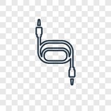 Icono linear del vector del concepto del cable de los sonidos en b transparente stock de ilustración Icono linear del vector del concepto del cable de los sonidos en b transparente stock de ilustración