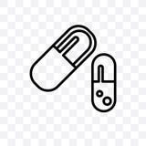 Icono linear del vector variable blanco y negro de la cápsula aislado en el fondo transparente, transparenc variable blanco y neg stock de ilustración Icono linear del vector variable blanco y negro de la cápsula aislado en el fondo transparente, transparenc variable blanco y neg stock de ilustración