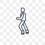 Icono patinador del vector del hombre aislado en el fondo transparente, línea stock de ilustración Icono patinador del vector del hombre aislado en el fondo transparente, línea stock de ilustración