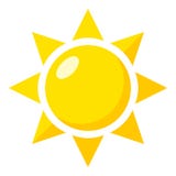 Icono plano amarillo de Sun aislado en blanco libre illustration Icono plano amarillo de Sun aislado en blanco libre illustration