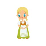 Icono plano del vector de la muchacha adorable con el pelo rubio y los ojos azules que llevan el vestido bávaro de lujo Traje par ilustración del vector Icono plano del vector de la muchacha adorable con el pelo rubio y los ojos azules que llevan el vestido bávaro de lujo Traje par ilustración del vector