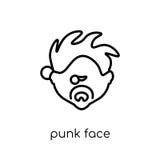 Icono punky de la cara Icono punky de la cara del vector linear plano moderno de moda libre illustration Icono punky de la cara Icono punky de la cara del vector linear plano moderno de moda libre illustration