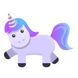 Icono púrpura del unicornio, estilo de la historieta stock de ilustración Icono púrpura del unicornio, estilo de la historieta stock de ilustración