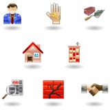 Iconos brillantes de las propiedades inmobiliarias stock de ilustración Iconos brillantes de las propiedades inmobiliarias stock de ilustración