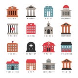 Iconos coloreados edificio del gobierno del vector Símbolos municipales de la arquitectura de la ciudad aislados en el fondo blan libre illustration Iconos coloreados edificio del gobierno del vector Símbolos municipales de la arquitectura de la ciudad aislados en el fondo blan libre illustration