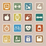 Iconos de la aptitud y de la salud. stock de ilustración Iconos de la aptitud y de la salud. stock de ilustración