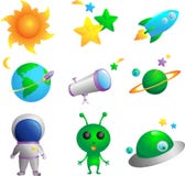 Iconos de la astronomía stock de ilustración Iconos de la astronomía stock de ilustración