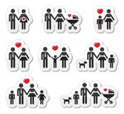 Iconos de la gente - familia, bebé, mujer embarazada, coupl stock de ilustración Iconos de la gente - familia, bebé, mujer embarazada, coupl stock de ilustración