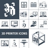 Iconos de la impresora 3d stock de ilustración Iconos de la impresora 3d stock de ilustración