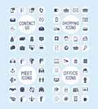 Iconos de la oficina de negocios y de las compras de Internet fijados ilustración del vector Iconos de la oficina de negocios y de las compras de Internet fijados ilustración del vector