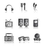 Iconos de plata de la música ilustración del vector Iconos de plata de la música ilustración del vector
