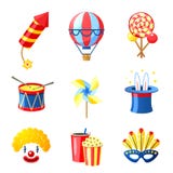 Iconos del carnaval fijados stock de ilustración Iconos del carnaval fijados stock de ilustración