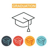 Iconos del casquillo de la graduación del vector stock de ilustración Iconos del casquillo de la graduación del vector stock de ilustración