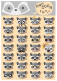 Iconos del emoji del mapache stock de ilustración Iconos del emoji del mapache stock de ilustración