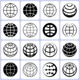 Iconos del globo fijados stock de ilustración Iconos del globo fijados stock de ilustración