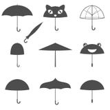 Iconos del silouette del paraguas ilustración del vector Iconos del silouette del paraguas ilustración del vector