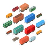 Iconos ferroviarios fijados, estilo isométrico del carro Imágenes de archivo libres de regalías Iconos ferroviarios fijados, estilo isométrico del carro Imágenes de archivo libres de regalías