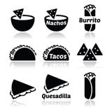 Iconos mexicanos de la comida - tacos, nachos, burrito, quesadilla libre illustration Iconos mexicanos de la comida - tacos, nachos, burrito, quesadilla libre illustration