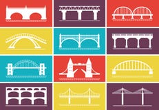 Iconos modernos del puente en diseños coloridos del fondo libre illustration Iconos modernos del puente en diseños coloridos del fondo libre illustration