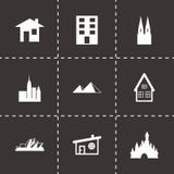 Iconos negros de los edificios del vector fijados Imagen de archivo Iconos negros de los edificios del vector fijados Imagen de archivo
