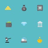 Iconos planos caja fuerte, banco, veredicto y otros elementos del vector El sistema de depositar símbolos planos de los iconos ta ilustración del vector Iconos planos caja fuerte, banco, veredicto y otros elementos del vector El sistema de depositar símbolos planos de los iconos ta ilustración del vector