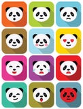 Iconos planos de las emociones del oso de panda fijados. ilustración del vector Iconos planos de las emociones del oso de panda fijados. ilustración del vector