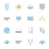 Iconos planos del color de los sistemas informáticos y de las redes fijados stock de ilustración Iconos planos del color de los sistemas informáticos y de las redes fijados stock de ilustración